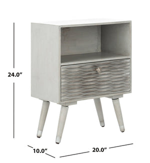 Safavieh Brandy Textured Nightstand - Mid-Century Modern Design With Rich Grey Walnut Finish & Compact Storage NST5301A