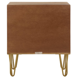 Safavieh Solene Textured Nightstand With Curved Design And Brass Accents - Modern Storage For Stylish Spaces NST5302A