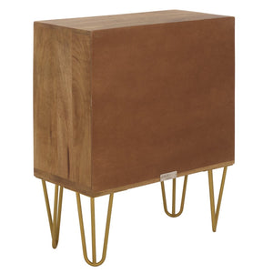 Safavieh Solene Textured Nightstand With Curved Design And Brass Accents - Modern Storage For Stylish Spaces NST5302A
