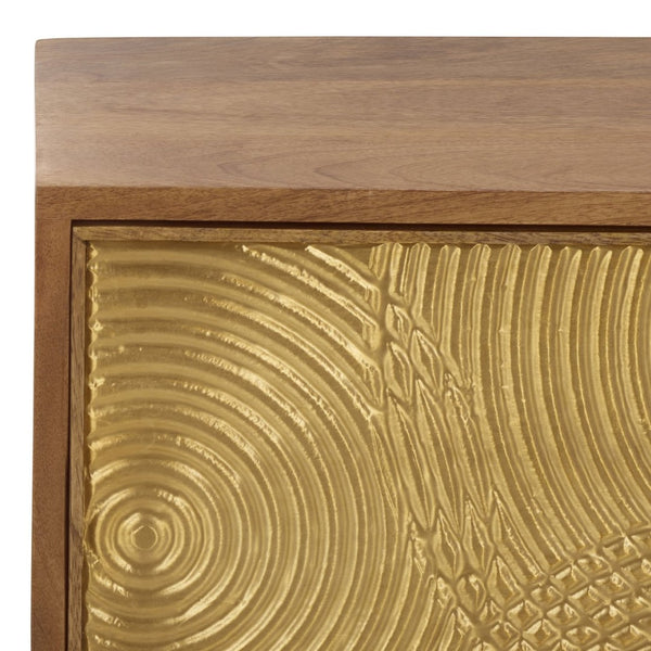 Safavieh Solene Textured Nightstand With Curved Design And Brass Accents - Modern Storage For Stylish Spaces NST5302A