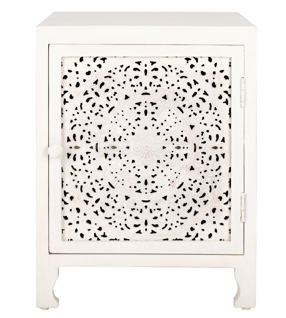 Safavieh Raura Vintage Carved Mango Wood Nightstand With Door & Shelves - Elegant Coastal Bedroom Decor NST5303A