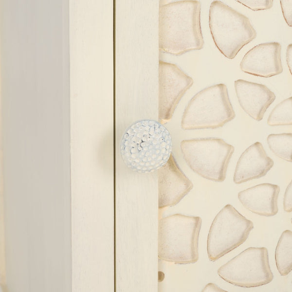 Safavieh Rayetta Vintage-Style Nightstand With Carved Mango Wood, 2 Shelves, And Elegant White Wash Finish NST5304A