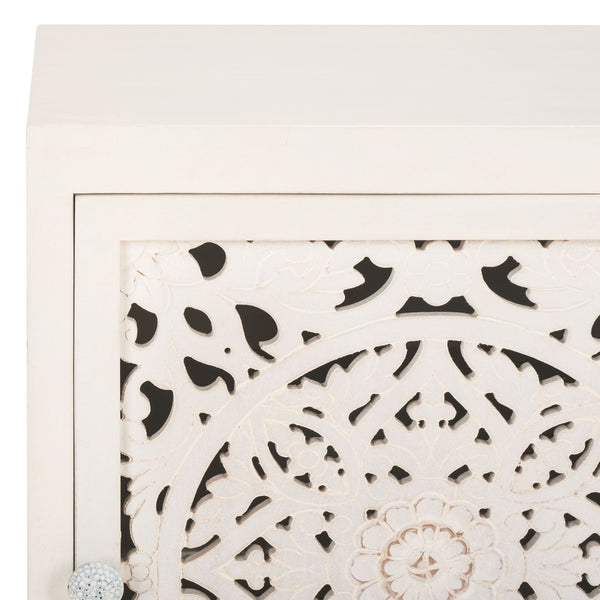 Safavieh Reimu Artisanal Nightstand With 2 Shelves & 1 Door - Elegant Mango Wood Storage For Bedroom Decor NST5306A
