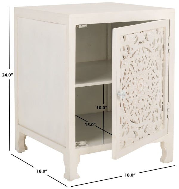 Safavieh Reimu Artisanal Nightstand With 2 Shelves & 1 Door - Elegant Mango Wood Storage For Bedroom Decor NST5306A