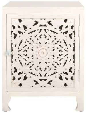 Safavieh Reimu Artisanal Nightstand With 2 Shelves & 1 Door - Elegant Mango Wood Storage For Bedroom Decor NST5306A
