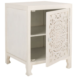Safavieh Reimu Artisanal Nightstand With 2 Shelves & 1 Door - Elegant Mango Wood Storage For Bedroom Decor NST5306A