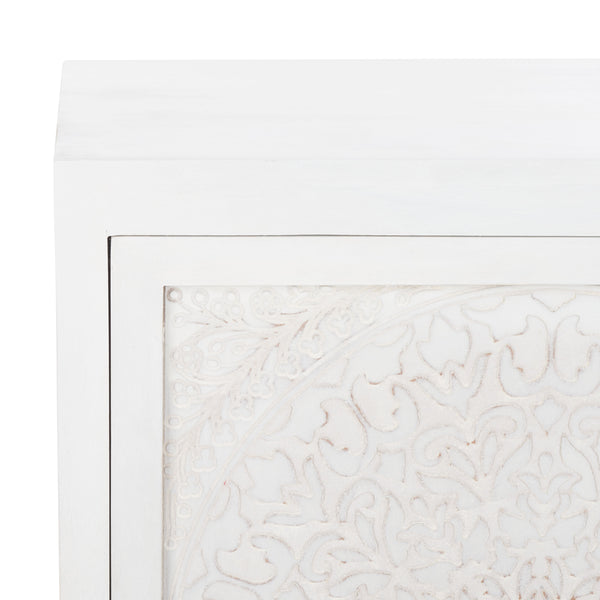 Safavieh Tiriaq 2 Shelf 1 Door Nightstand White Washed Wood NST5310B