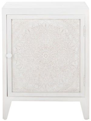 Safavieh Tiriaq 2 Shelf 1 Door Nightstand White Washed Wood NST5310B