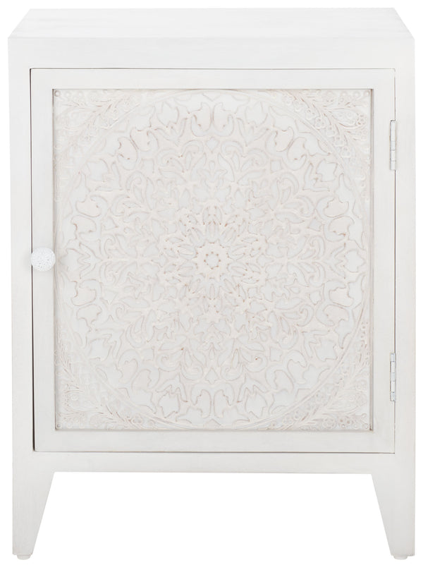 Safavieh Tiriaq 2 Shelf 1 Door Nightstand White Washed Wood NST5310B