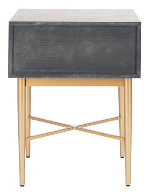 Safavieh Pierre One-Drawer Nightstand - Elegant Walnut & Gold Accent Table For Modern & Transitional Spaces NST6400A