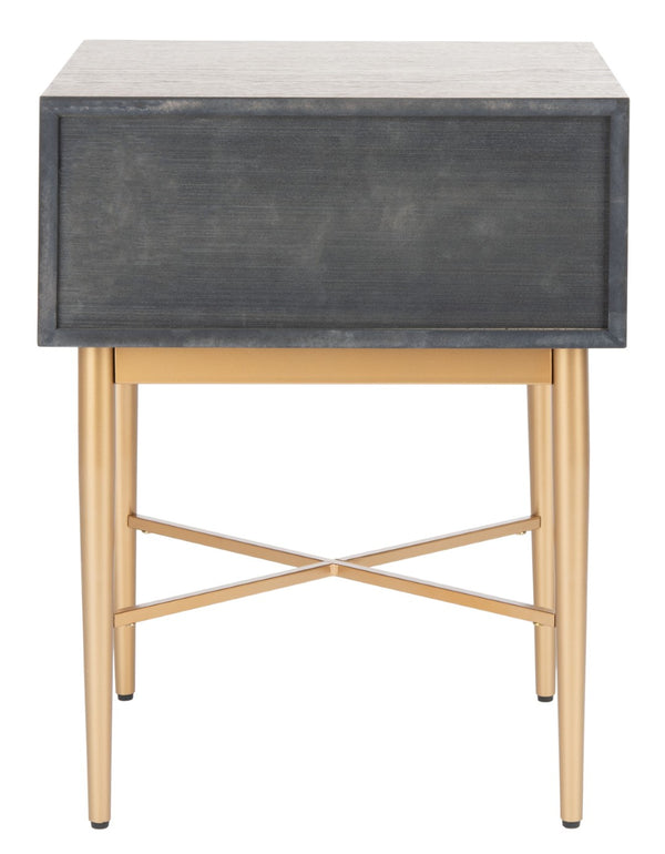 Safavieh Pierre One-Drawer Nightstand - Elegant Walnut & Gold Accent Table For Modern & Transitional Spaces NST6400A