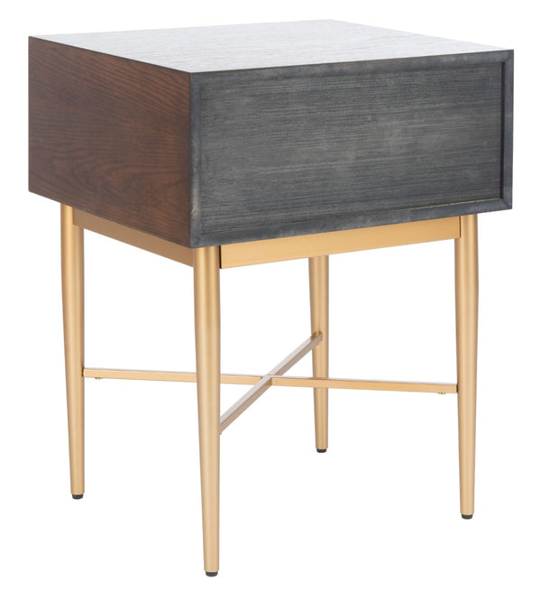 Safavieh Pierre One-Drawer Nightstand - Elegant Walnut & Gold Accent Table For Modern & Transitional Spaces NST6400A