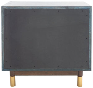 Safavieh Justice 2 Drawer Nightstand - Modern Design With Brass Accents, Perfect For Stylish Bedroom Storage Walnut / Black NST6402A
