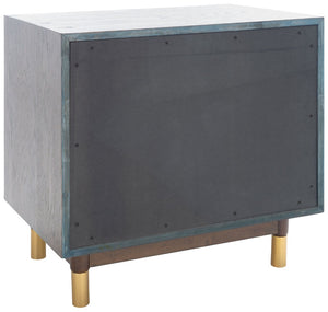 Safavieh Justice 2 Drawer Nightstand - Modern Design With Brass Accents, Perfect For Stylish Bedroom Storage Walnut / Black NST6402A