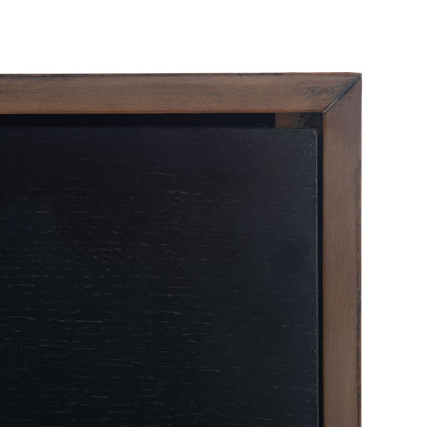 Safavieh Justice 2 Drawer Nightstand - Modern Design With Brass Accents, Perfect For Stylish Bedroom Storage Walnut / Black NST6402A