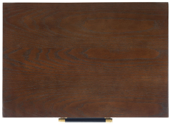 Safavieh Justice 2 Drawer Nightstand - Modern Design With Brass Accents, Perfect For Stylish Bedroom Storage Walnut / Black NST6402A