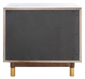 Safavieh Justice 2 Drawer Nightstand - Modern Design With Brass Accents, Perfect For Stylish Bedroom Storage Walnut / White Washed NST6402B