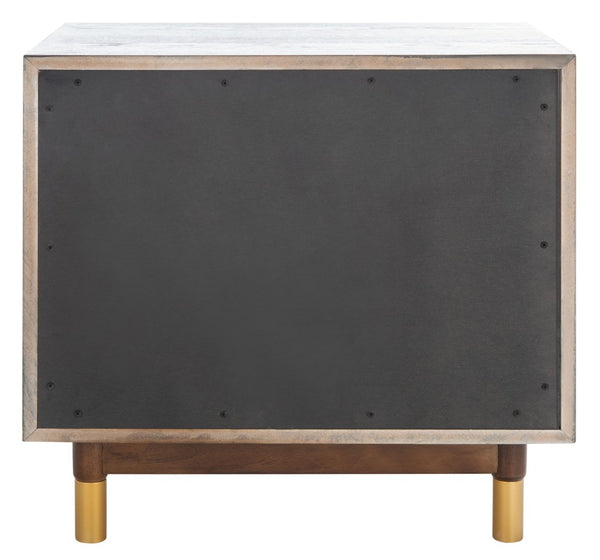Safavieh Justice 2 Drawer Nightstand - Modern Design With Brass Accents, Perfect For Stylish Bedroom Storage Walnut / White Washed NST6402B