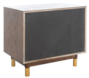 Safavieh Justice 2 Drawer Nightstand - Modern Design With Brass Accents, Perfect For Stylish Bedroom Storage Walnut / White Washed NST6402B