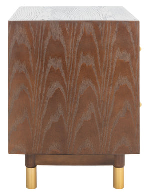 Safavieh Justice 2 Drawer Nightstand - Modern Design With Brass Accents, Perfect For Stylish Bedroom Storage Walnut / White Washed NST6402B
