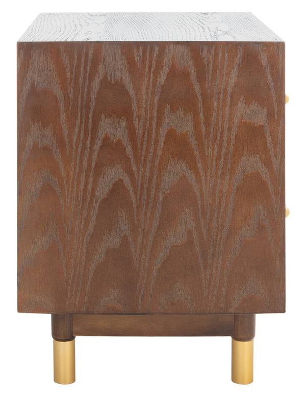 Safavieh Justice 2 Drawer Nightstand - Modern Design With Brass Accents, Perfect For Stylish Bedroom Storage Walnut / White Washed NST6402B