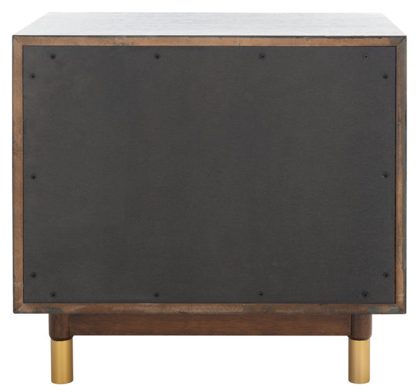Safavieh Justice 2 Drawer Nightstand - Modern Design With Brass Accents, Perfect For Stylish Bedroom Storage Walnut NST6402C