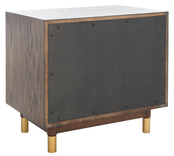 Safavieh Justice 2 Drawer Nightstand - Modern Design With Brass Accents, Perfect For Stylish Bedroom Storage Walnut NST6402C
