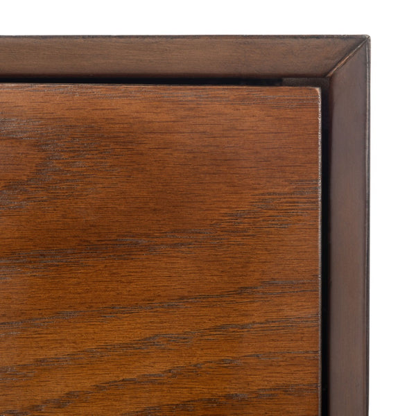 Safavieh Justice 2 Drawer Nightstand - Modern Design With Brass Accents, Perfect For Stylish Bedroom Storage Walnut NST6402C