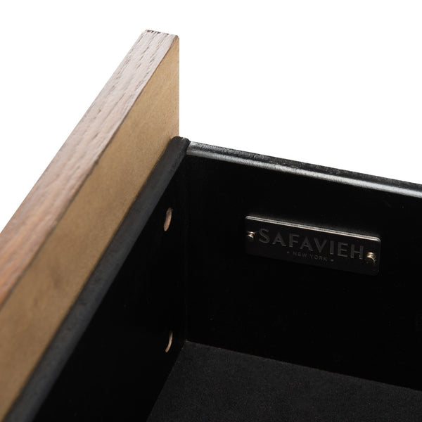 Safavieh Justice 2 Drawer Nightstand - Modern Design With Brass Accents, Perfect For Stylish Bedroom Storage Walnut NST6402C