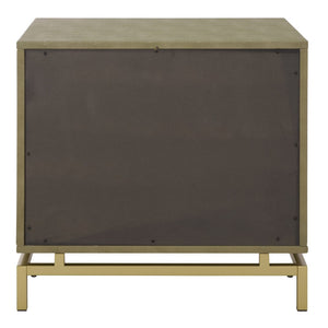 Safavieh Meilana Modern Art Deco Nightstand With Drawer & Shelf - Light Taupe Finish & Brass Accents NST6403A