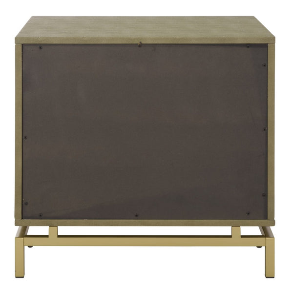 Safavieh Meilana Modern Art Deco Nightstand With Drawer & Shelf - Light Taupe Finish & Brass Accents NST6403A