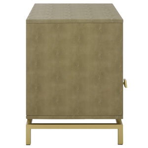 Safavieh Meilana Modern Art Deco Nightstand With Drawer & Shelf - Light Taupe Finish & Brass Accents NST6403A