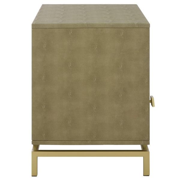 Safavieh Meilana Modern Art Deco Nightstand With Drawer & Shelf - Light Taupe Finish & Brass Accents NST6403A