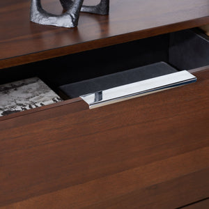Safavieh Brylin 3-Drawer Nightstand - Rustic Walnut Elegance With Chrome Pulls For Modern Bedroom Style NST6404A