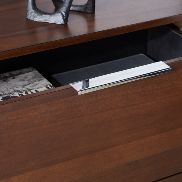 Safavieh Brylin 3-Drawer Nightstand - Rustic Walnut Elegance With Chrome Pulls For Modern Bedroom Style NST6404A