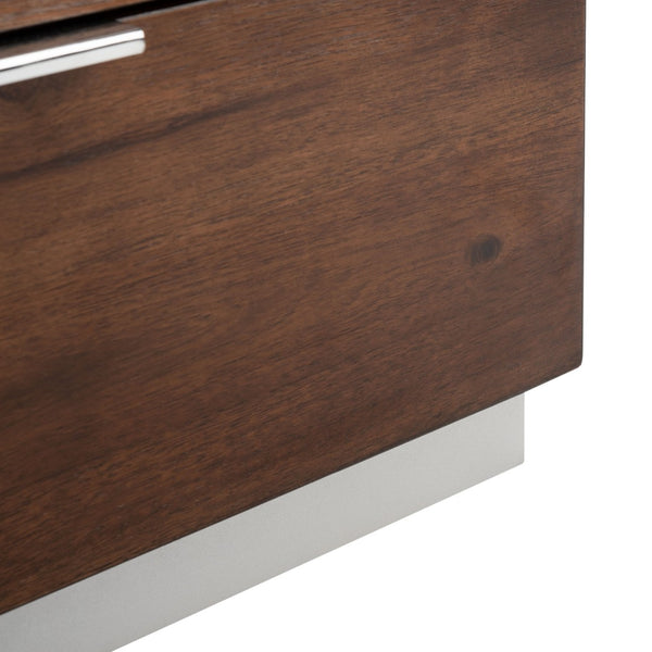 Safavieh Brylin 3-Drawer Nightstand - Rustic Walnut Elegance With Chrome Pulls For Modern Bedroom Style NST6404A