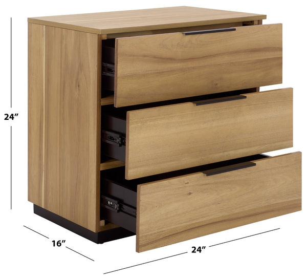 Safavieh Brylin Contemporary 3-Drawer Nightstand With Chrome Handles - Stylish Storage For Modern Bedrooms NST6404B