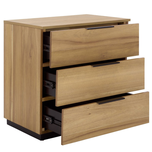 Safavieh Brylin Contemporary 3-Drawer Nightstand With Chrome Handles - Stylish Storage For Modern Bedrooms NST6404B