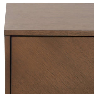 Safavieh Donald Mid-Century 2 Drawer Nightstand With Herringbone Design For Stylish Bedroom Organization Wheat / Bronze NST6405B