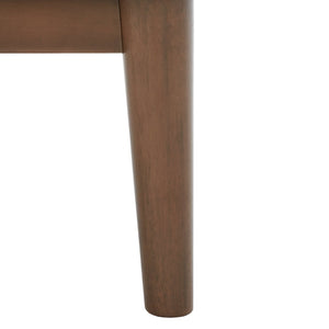 Safavieh Donald Mid-Century 2 Drawer Nightstand With Herringbone Design For Stylish Bedroom Organization Wheat / Bronze NST6405B