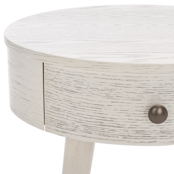 Safavieh Scully 1 Drawer Nightstand XII23 White Wash / Gold Knobs & Cross Bar Wood NST6406A