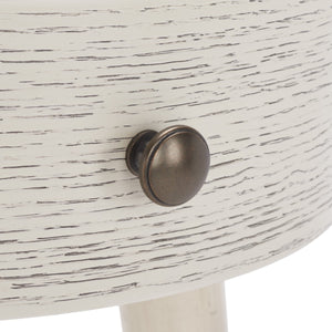 Safavieh Scully 1 Drawer Nightstand XII23 White Wash / Gold Knobs & Cross Bar Wood NST6406A