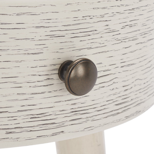 Safavieh Scully 1 Drawer Nightstand XII23 White Wash / Gold Knobs & Cross Bar Wood NST6406A