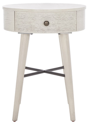 Safavieh Scully 1 Drawer Nightstand XII23 White Wash / Gold Knobs & Cross Bar Wood NST6406A