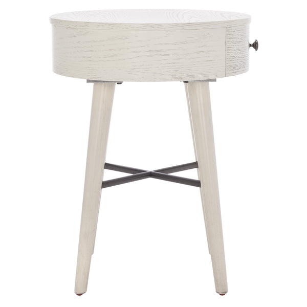 Safavieh Scully 1 Drawer Nightstand XII23 White Wash / Gold Knobs & Cross Bar Wood NST6406A