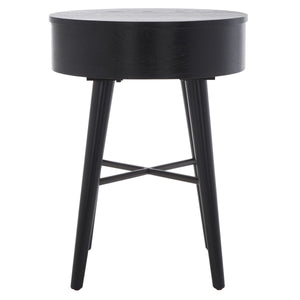 Safavieh Scully 1 Drawer Nightstand XII23 Black / Gold Knobs & Cross Bar Wood NST6406B