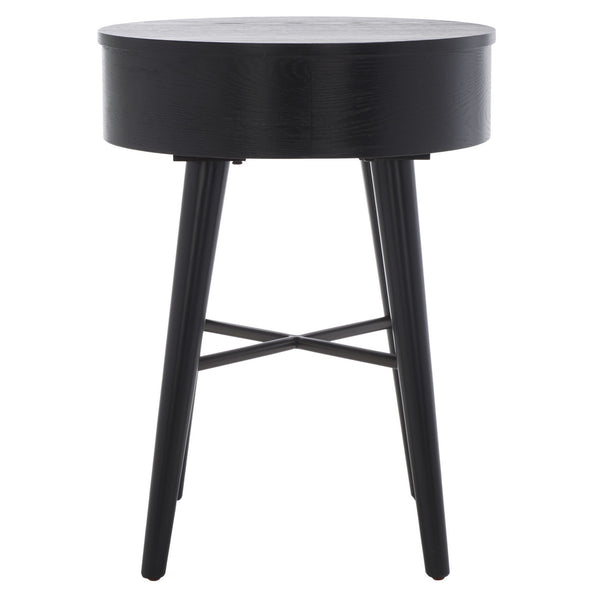 Safavieh Scully 1 Drawer Nightstand XII23 Black / Gold Knobs & Cross Bar Wood NST6406B