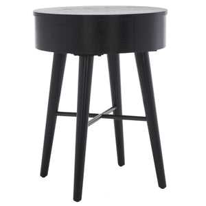 Safavieh Scully 1 Drawer Nightstand XII23 Black / Gold Knobs & Cross Bar Wood NST6406B