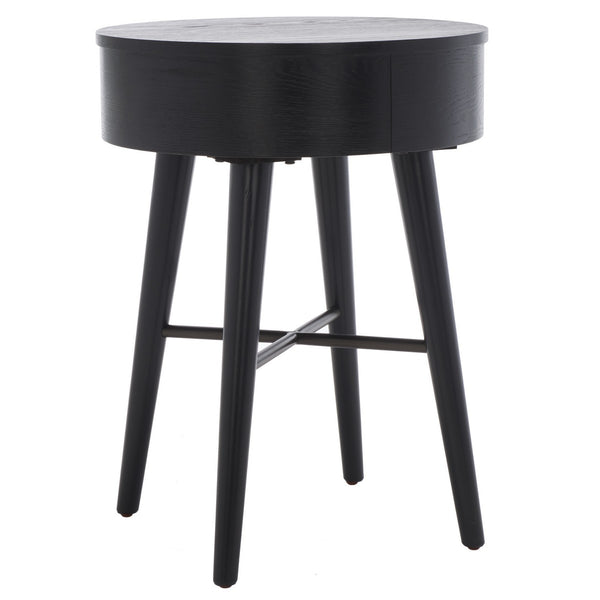 Safavieh Scully 1 Drawer Nightstand XII23 Black / Gold Knobs & Cross Bar Wood NST6406B