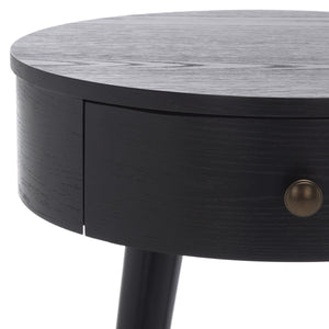 Safavieh Scully 1 Drawer Nightstand XII23 Black / Gold Knobs & Cross Bar Wood NST6406B